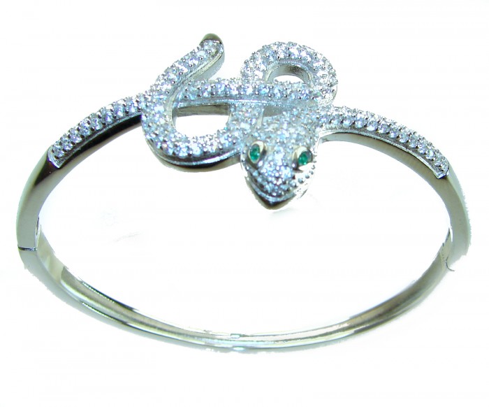 Precious Snake Genuine Emerald Sapphire .925 Sterling Silver handcrafted Bracelet
