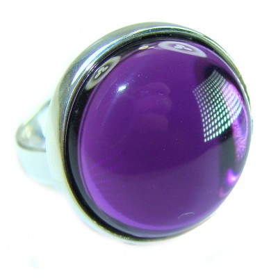 Purple Moon Amethyst .925 Sterling Silver Handcrafted Large Ring size 7 ADJUSTABLE