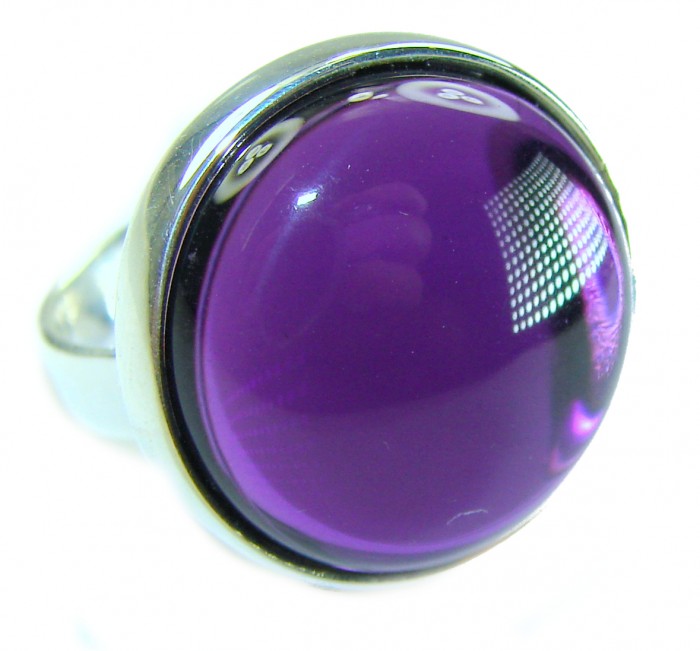 Purple Moon Amethyst .925 Sterling Silver Handcrafted Large Ring size 7 ADJUSTABLE