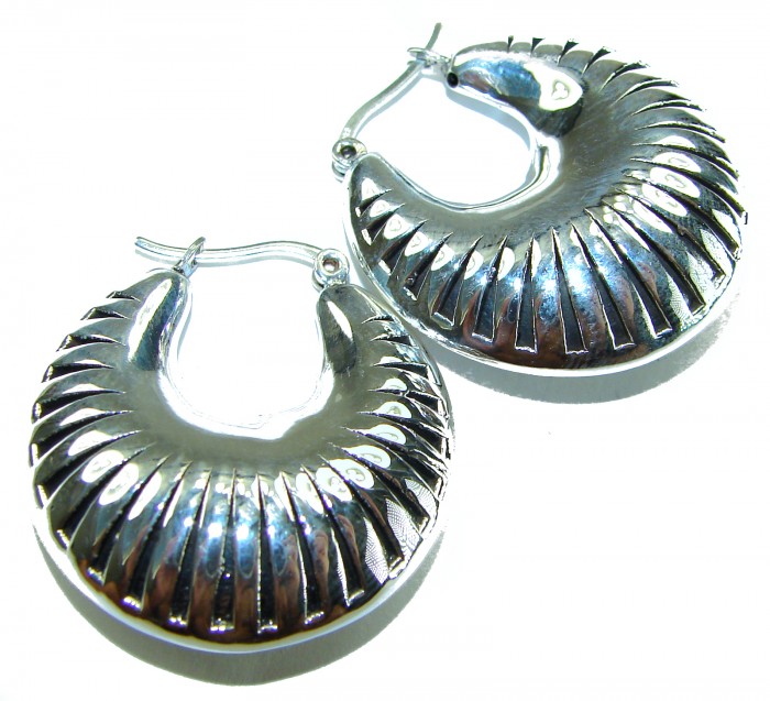 Highly Polished Fancy Modern design .925 Sterling Silver Italy made Earrings