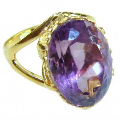 12.2 carat Amethyst 14K Rose Gold over .925 Sterling Silver Handcrafted Ring size 7