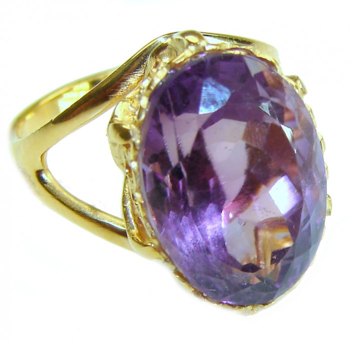 12.2 carat Amethyst 14K Rose Gold over .925 Sterling Silver Handcrafted Ring size 7