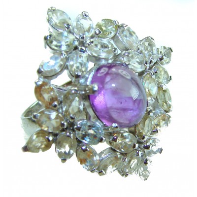 Magic Odyssey 27.5 carat authentic Amethyst .925 Silver handcrafted Statement Ring s. 8