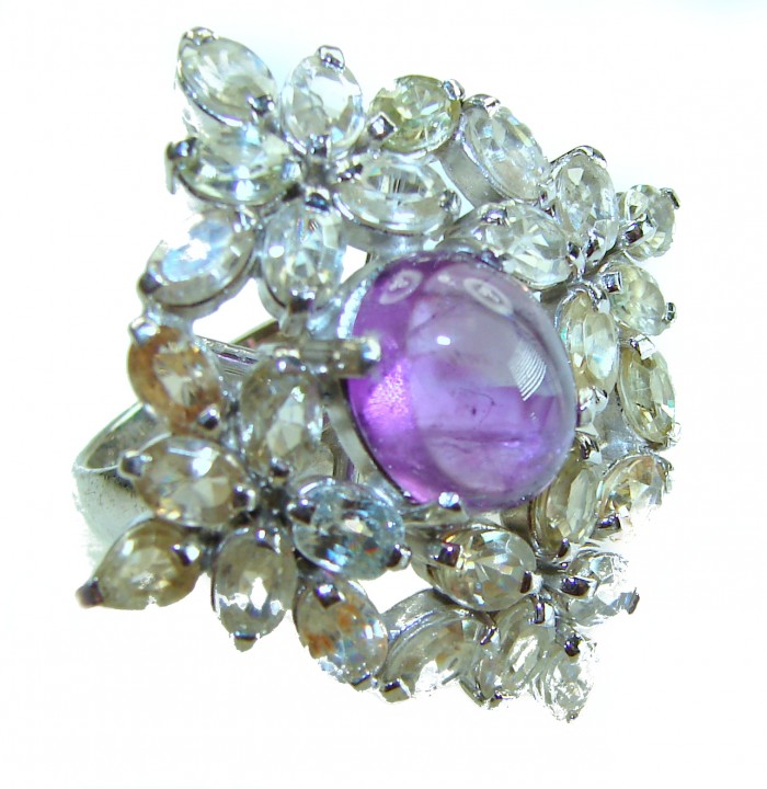 Magic Odyssey 27.5 carat authentic Amethyst .925 Silver handcrafted Statement Ring s. 8