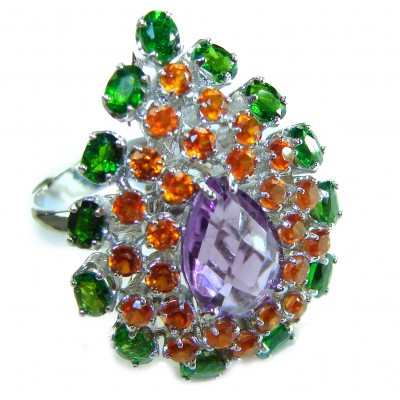 Purple Velvet - authentic 19.7 carat Amethyst .925 Sterling Silver handcrafted Ring s. 9
