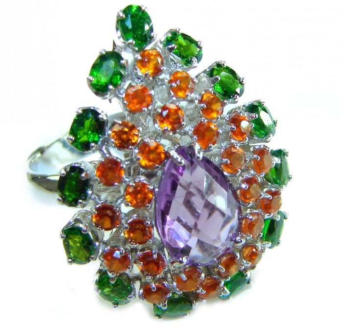 Purple Velvet - authentic 19.7 carat Amethyst .925 Sterling Silver handcrafted Ring s. 9
