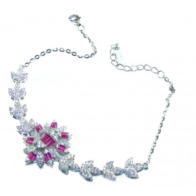 Art Deco - Precious Natural 18.5 carat Ruby .925 Sterling Silver handcrafted bracelet