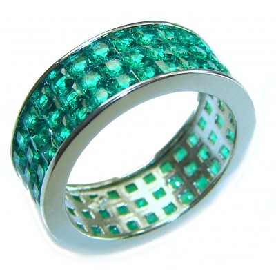 Authentic 10.2 carat Colombian Emerald .925 Sterling Silver handcrafted Ring size 6