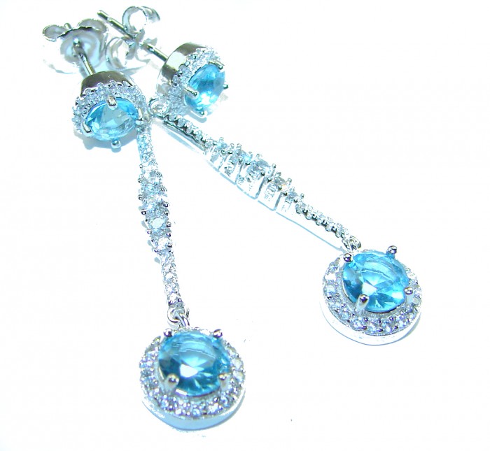 Eau Pure 4.5 carat Swiss Blue Topaz .925 Sterling Silver Handcrafted Earrings