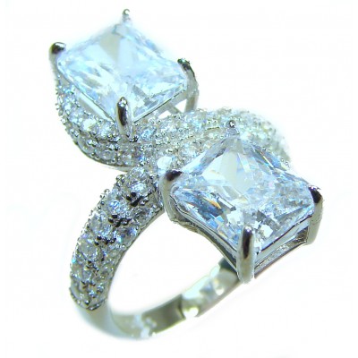Shining Star 10.8 carat White Topaz .925 Sterling Silver brilliantly handcrafted ring s. 7