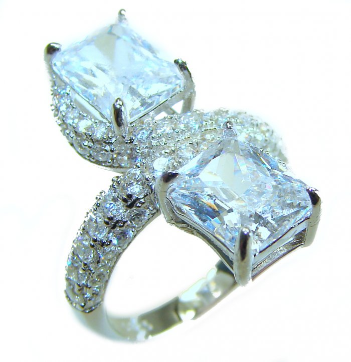 Shining Star 10.8 carat White Topaz .925 Sterling Silver brilliantly handcrafted ring s. 7 - video