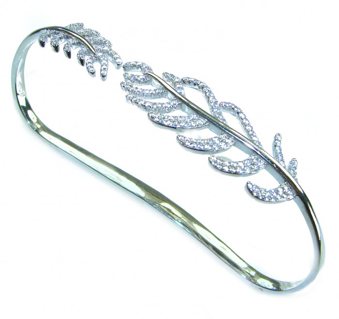 Fancy White Topaz .925 Sterling Silver handcrafted Statement Italy made Bracelet