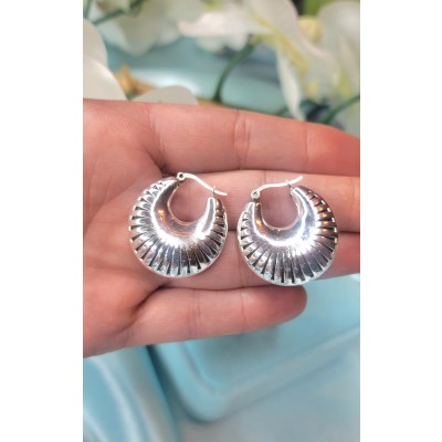 Highly Polished Fancy Modern design .925 Sterling Silver Italy made Earrings