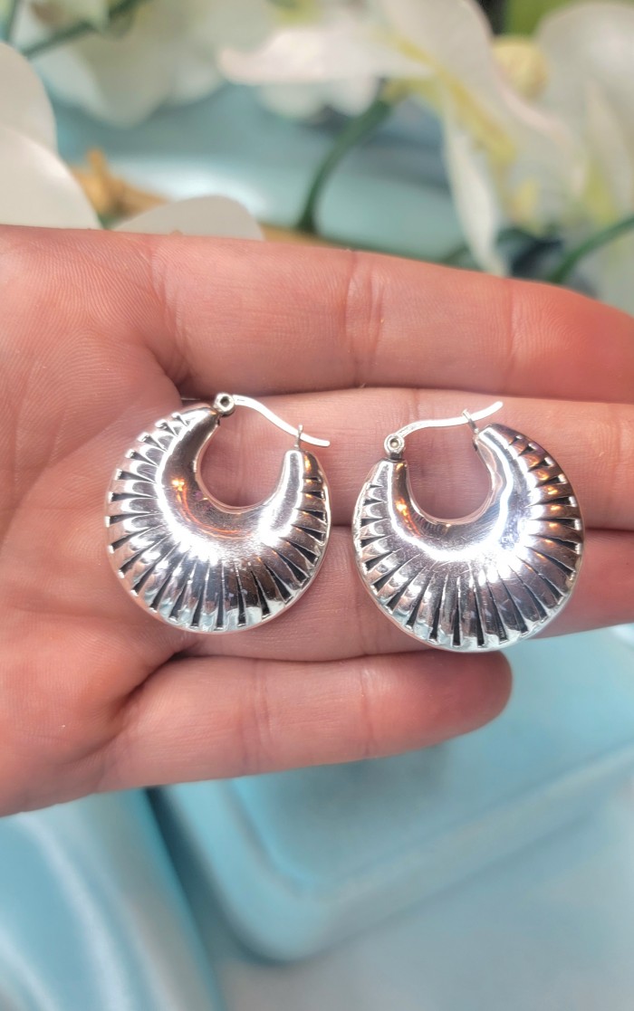 Highly Polished Fancy Modern design .925 Sterling Silver Italy made Earrings