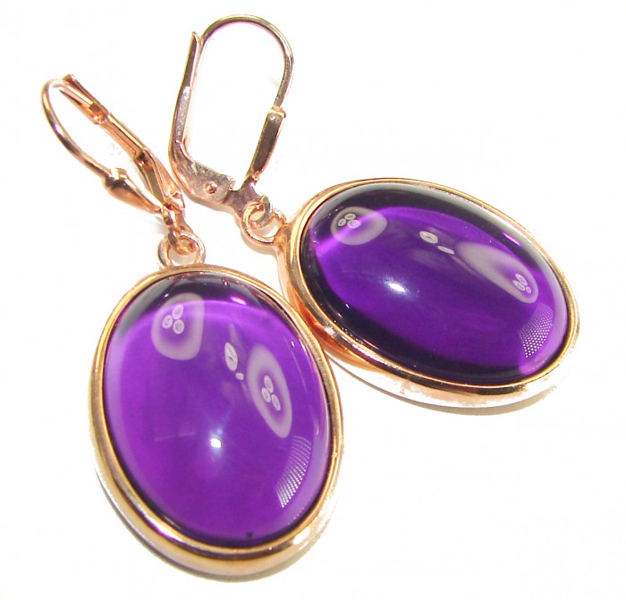 Lavender Beauty authentic 10.2 carat Amethyst 14K Gold over .925 Sterling Silver handcrafted earrings