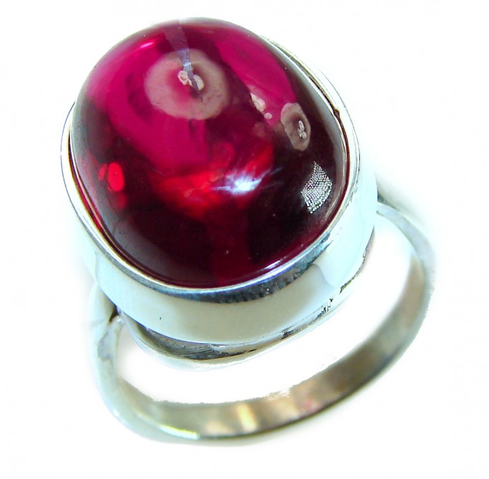 Bellezza Genuine 8.5 CARAT Ruby .925 Sterling Silver Large Statement Ring size 6