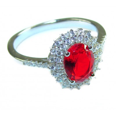 Authentic 2.3 carat Ruby .925 Sterling Silver handmade Cocktail Ring s. 7 1/4