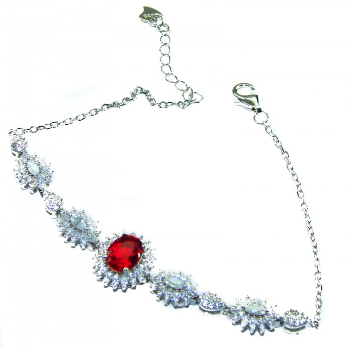 7.5 carat Ruby .925 Sterling Silver handmade Statement Bracelet