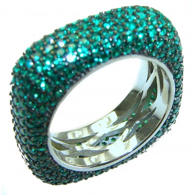 Love Forever - authentic 18.2 carat Emerald .925 Sterling Silver Eternity Ring size 6
