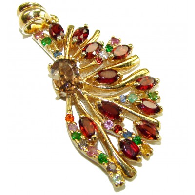 Smoky Topaz 8.5 carat Brazilian Smoky Topaz 18K Gold over .925 Sterling Silver handmade Pendant