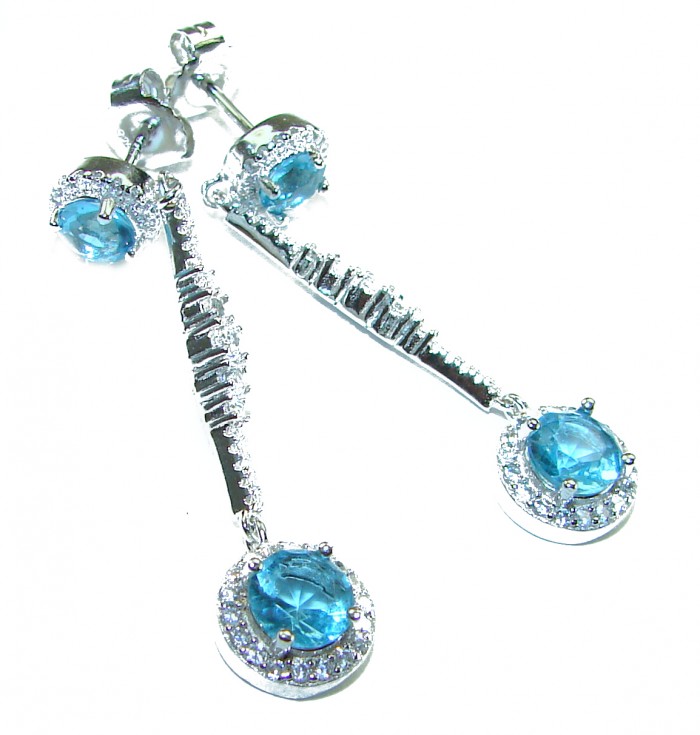 Eau Pure 4.5 carat Swiss Blue Topaz .925 Sterling Silver Handcrafted Earrings