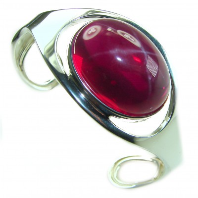Very Rare - Bellezza Genuine 44.5 CARAT Star Ruby .925 Sterling Silver HUGE Bracelet / Cuff