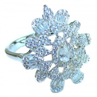 Shining Star 10.8 carat White Topaz .925 Sterling Silver brilliantly handcrafted ring s. 8