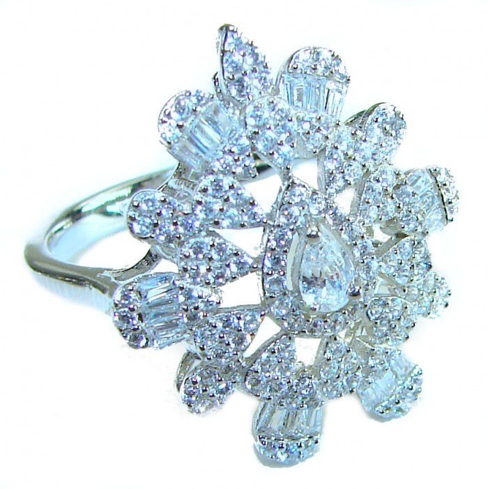 Shining Star 10.8 carat White Topaz .925 Sterling Silver brilliantly handcrafted ring s. 8