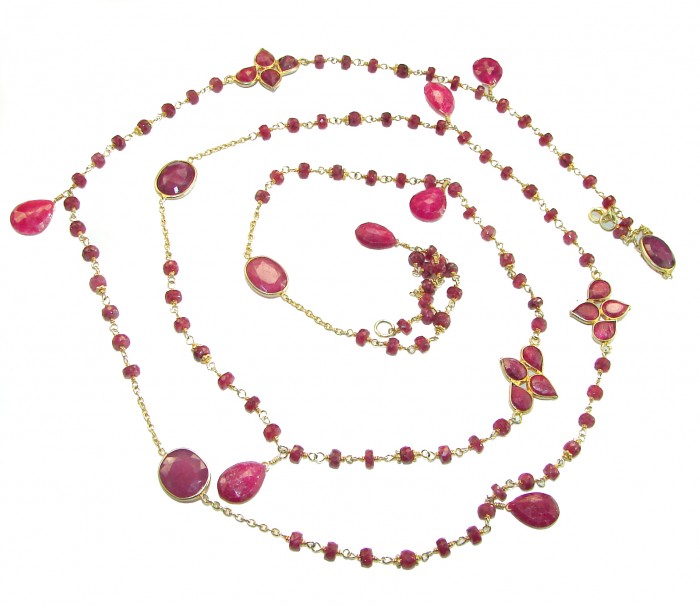 Luxurious natural 40.5 carat Ruby .925 Sterling Silver handmade Statement necklace