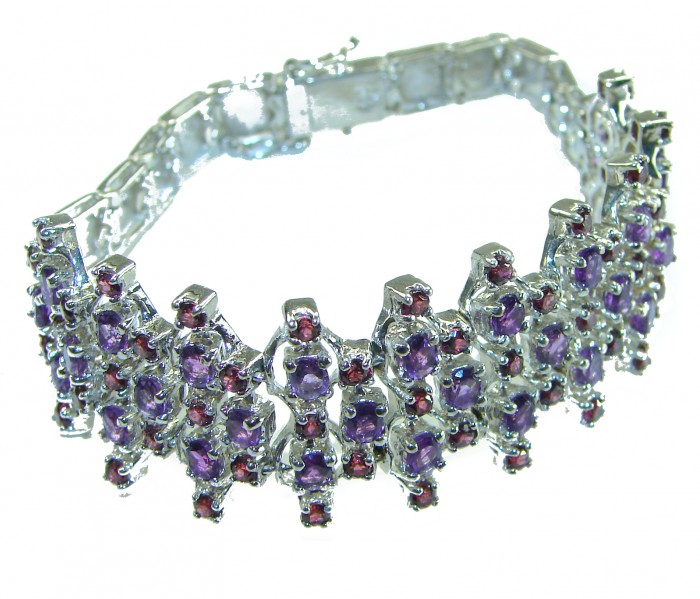 Great Masterpiece 103.5 carat genuine authentic Amethyst .925 Sterling Silver handmade Statement Bracelet