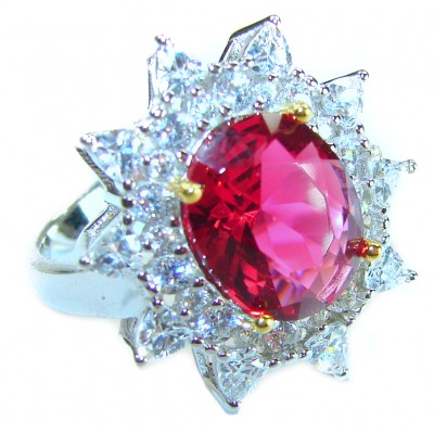 Spectacular Authentic 9.3 carat Ruby .925 Sterling Silver handmade Cocktail Ring s. 7 1/4