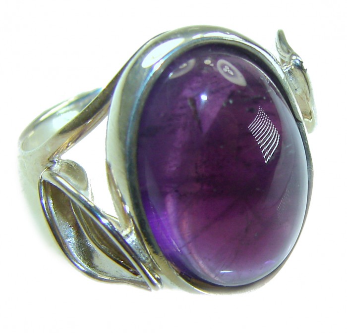 Purple Amethyst .925 Sterling Silver Handcrafted Large Ring size 7 1/2