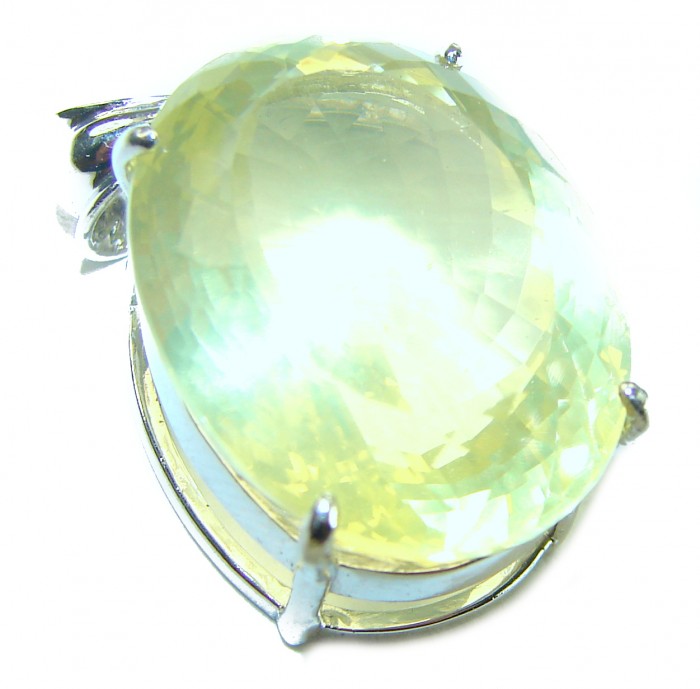 Perfection Oval cut 22.3 carat Lemon Quartz .925 Sterling Silver handcrafted LARGE pendant