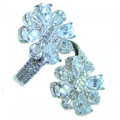 Shining Star 12.8 carat White Topaz .925 Sterling Silver brilliantly handcrafted ring s. 7