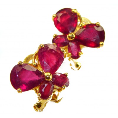 Butterflies - Authentic 12.9 carat Ruby 18K Gold over .925 Sterling Silver handcrafted earrings