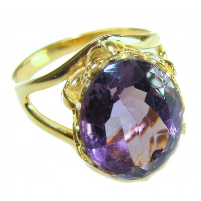 7.2 carat Amethyst 14K Gold over .925 Sterling Silver Handcrafted Ring size 7 1/2