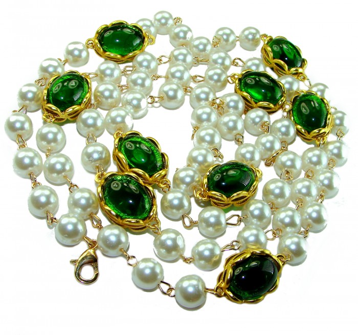 Incredible 48 inches long Freshwater Pearl 10K Gold over .925 Sterling Silver handmade Necklace