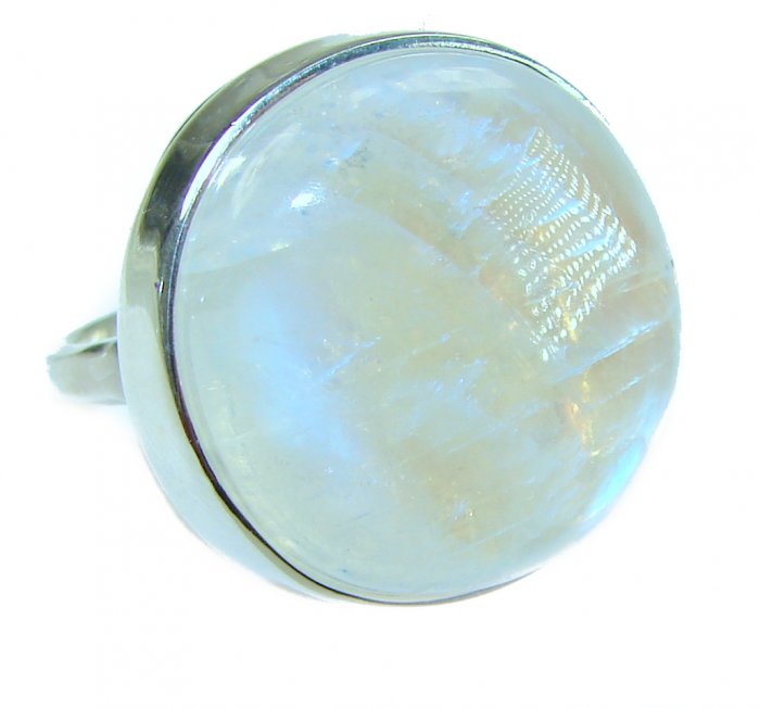 Rainbow Moonstone .925 Sterling Silver handmade ring s. 6 1/2 - video