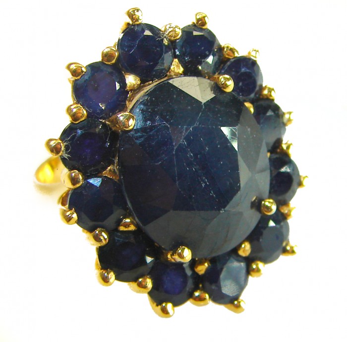 Authentic 18.8 carat Sapphire 14K Gold over .925 Sterling Silver handcrafted Ring size 7 3/4