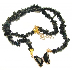 Green Butterfly authentic Onyx 14k Gold over .925 Sterling Silver handcrafted necklace