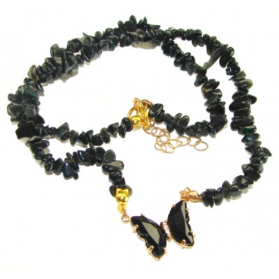Green Butterfly authentic Onyx 14k Gold over .925 Sterling Silver handcrafted necklace