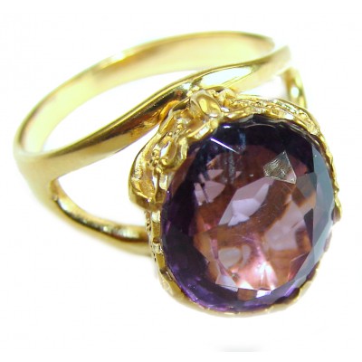 4.2 carat Amethyst 14K Gold over .925 Sterling Silver Handcrafted Ring size 6