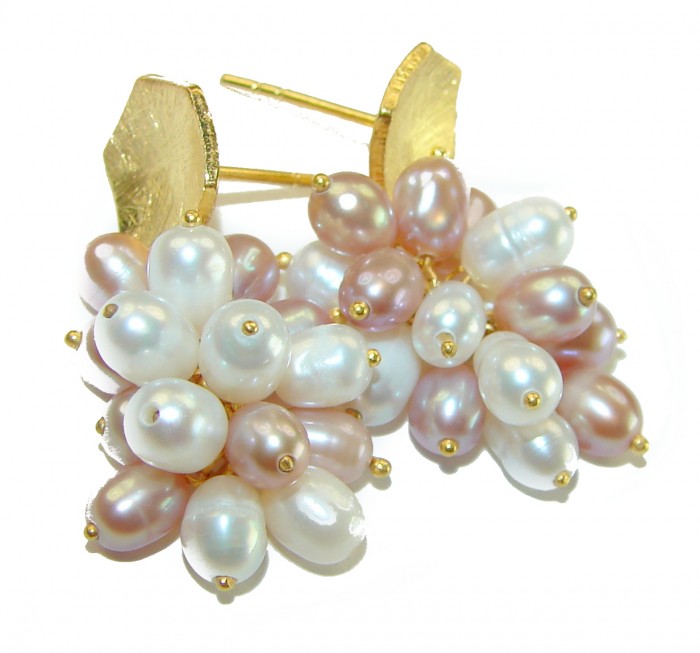 Natural White Mother of Pearl 14K Gold over .925 Sterling Silver handcrafted earrings
