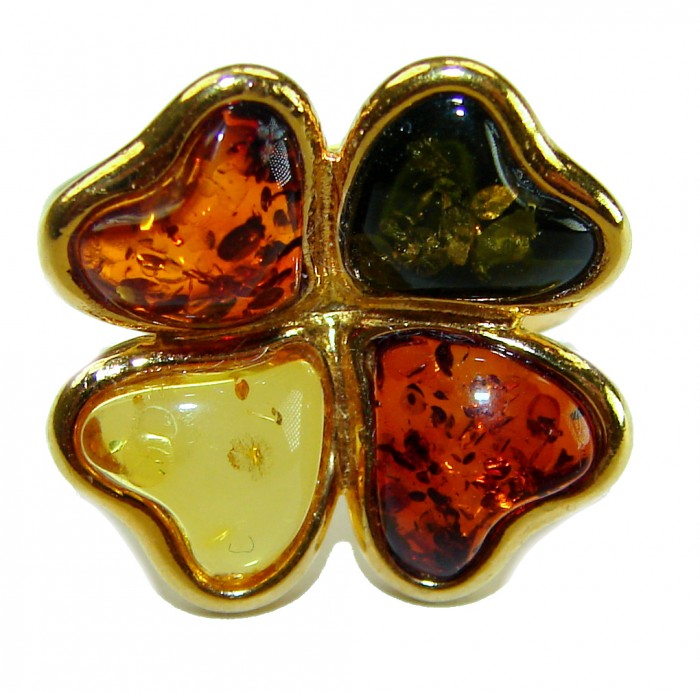 Beauty of the Nature Baltic Amber .925 Sterling Silver handcrafted HUGE ring; s. 7 adjustable