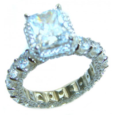 8.8 carat White Topaz .925 Sterling Silver brilliantly handcrafted ring s. 7