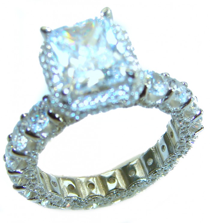 8.8 carat White Topaz .925 Sterling Silver brilliantly handcrafted ring s. 7