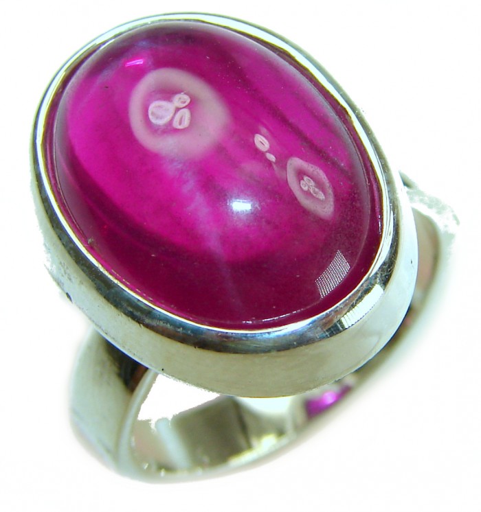 Crimson Fire 16.8 carat Authentic Ruby .925 Sterling Silver Handcrafted Ring size 7
