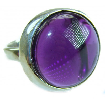 Purple Moon Amethyst .925 Sterling Silver Handcrafted Large Ring size 7 ADJUSTABLE
