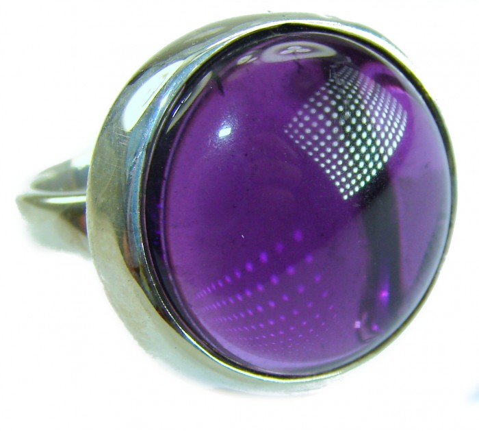 Purple Moon Amethyst .925 Sterling Silver Handcrafted Large Ring size 7 ADJUSTABLE