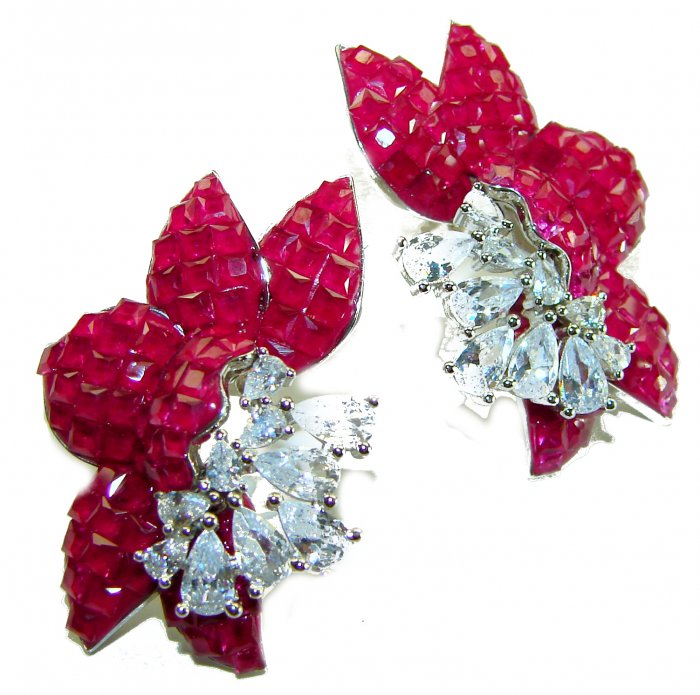 Giovanna - Authentic 22.9 carat Ruby .925 Sterling Silver handcrafted earrings - video